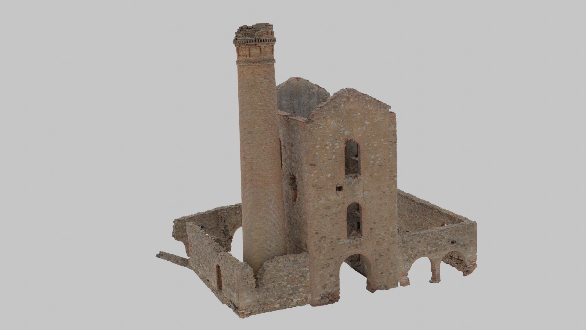 Brick Stone Factory Ruins Set Pbr Scan Low-poly 3D model_10