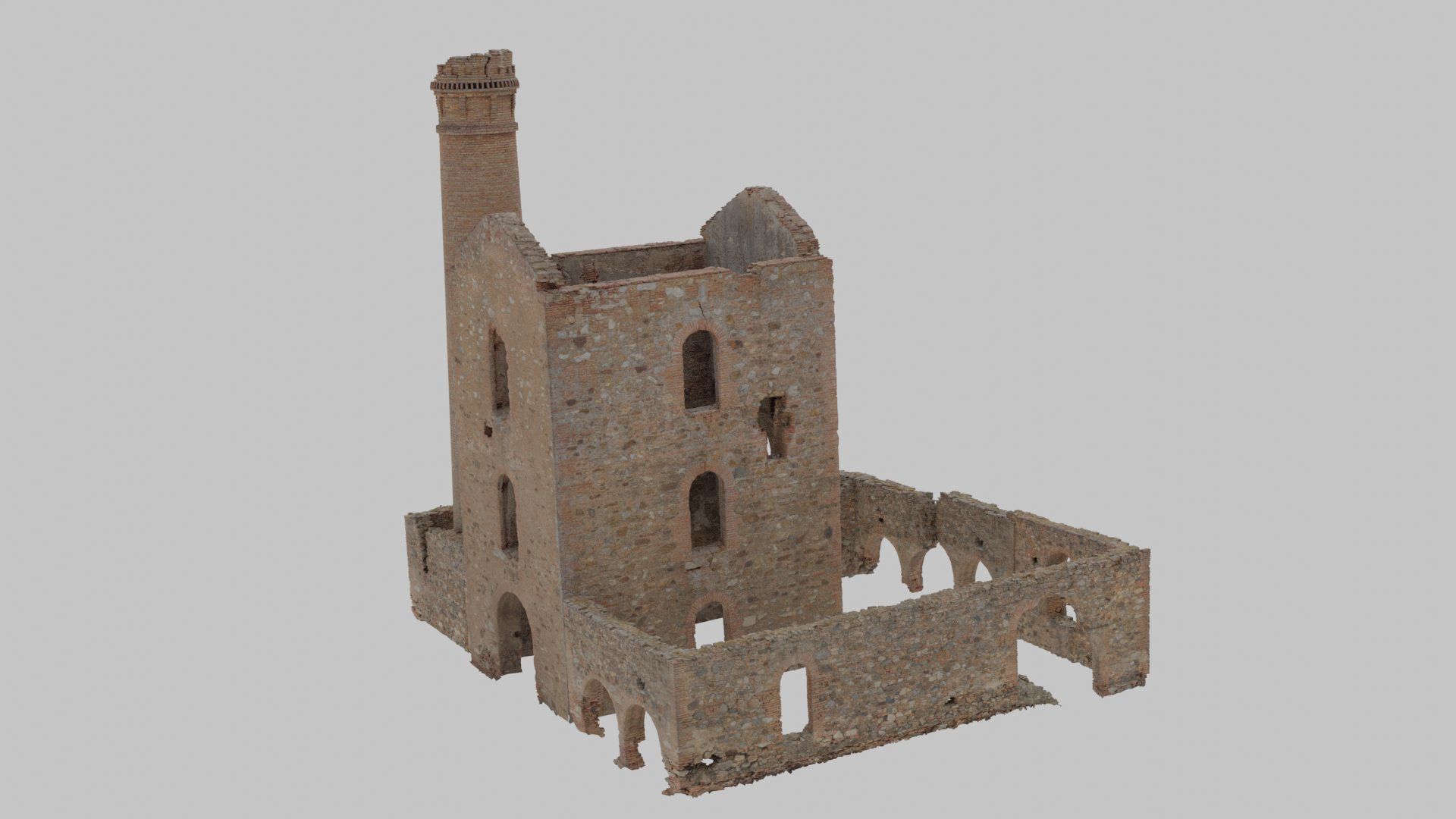 Brick Stone Factory Ruins Set Pbr Scan Low-poly 3D model_7