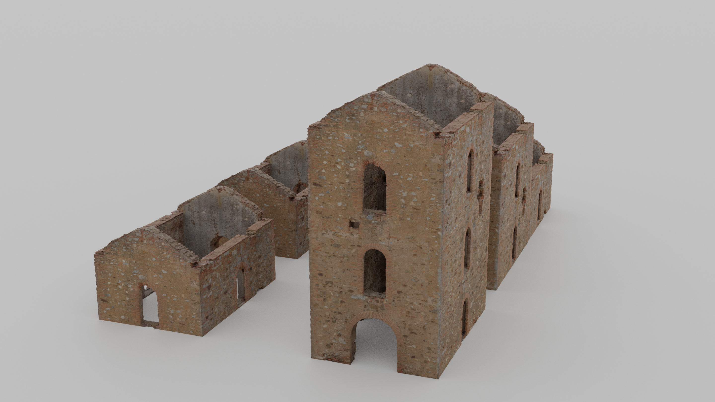 Brick Stone House Ruins Set PBR Scan Low-poly 3D model_15