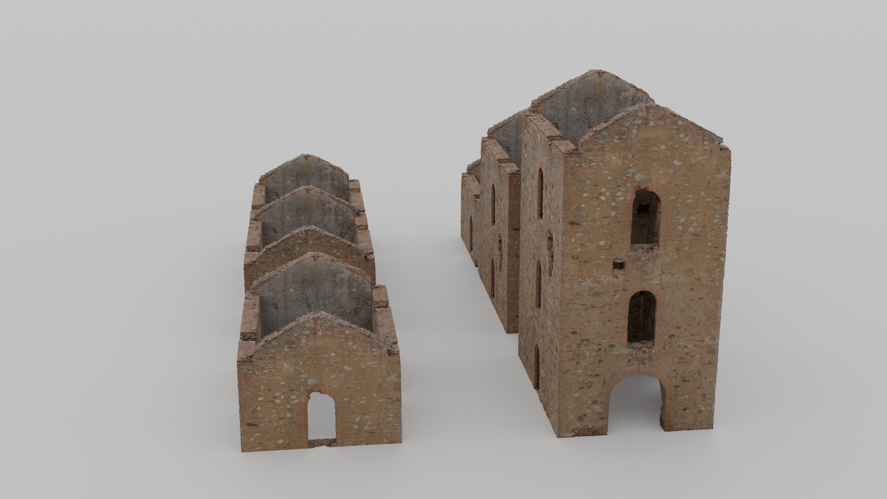 Brick Stone House Ruins Set PBR Scan Low-poly 3D model_16