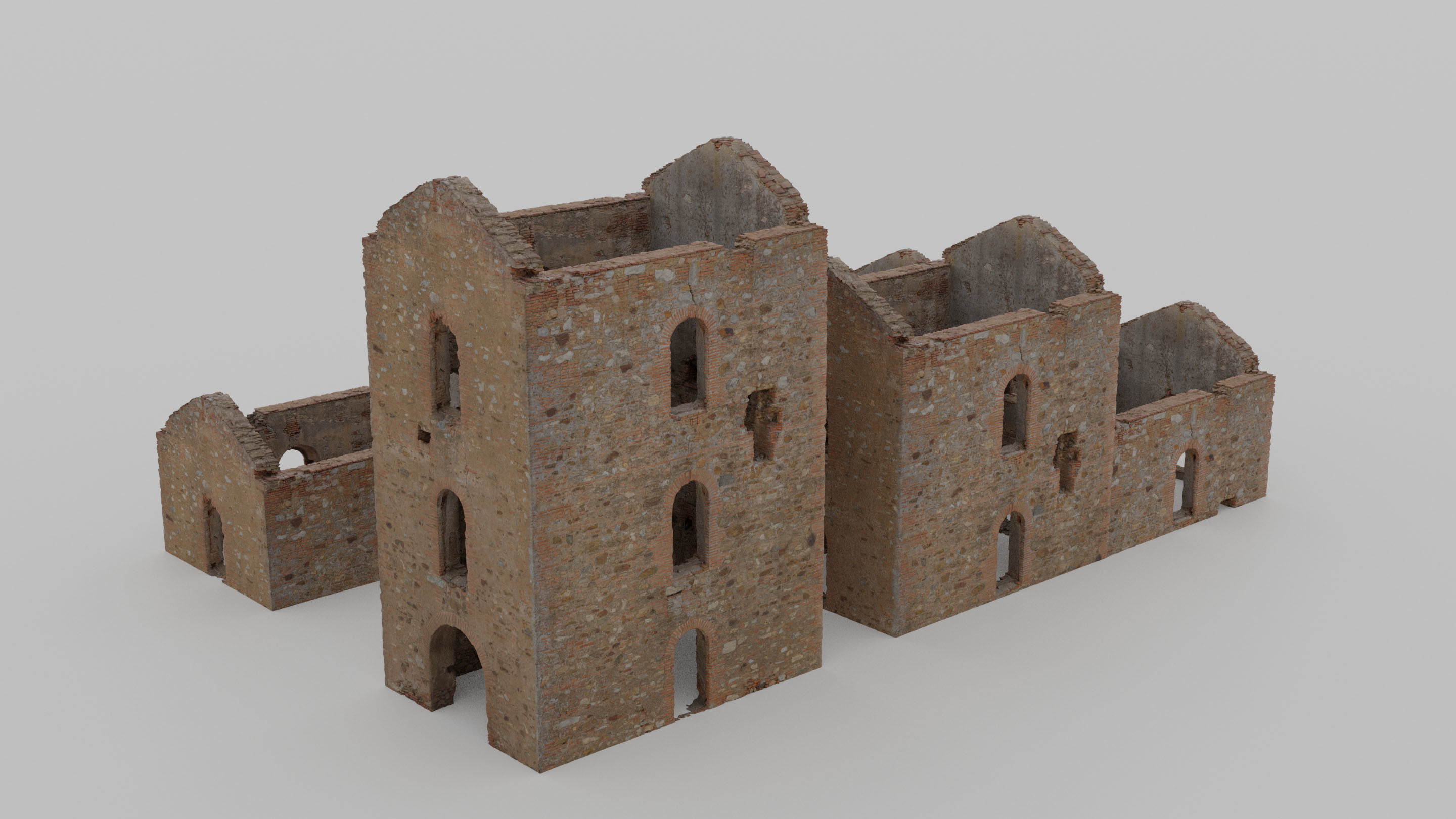 Brick Stone House Ruins Set PBR Scan Low-poly 3D model_14