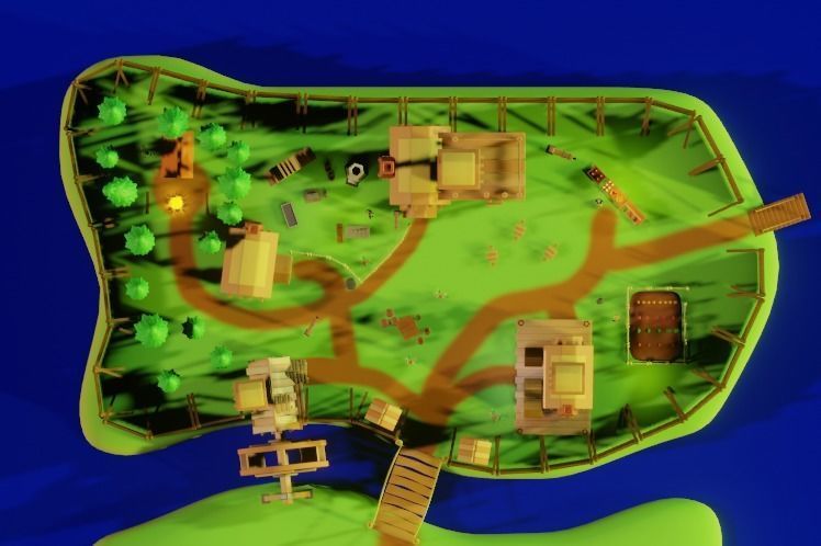 Medieval Village Free low-poly 3D model_5