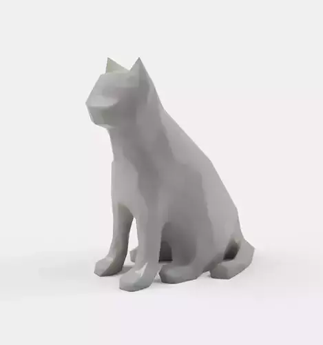 low-polygonized 3D model of a cat 3D print model