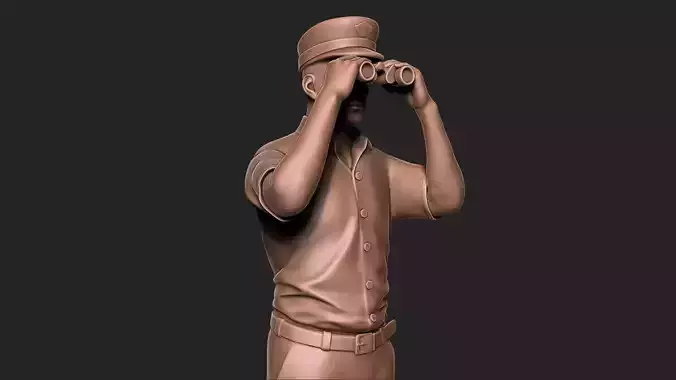Captain man with binoculars 3D print model