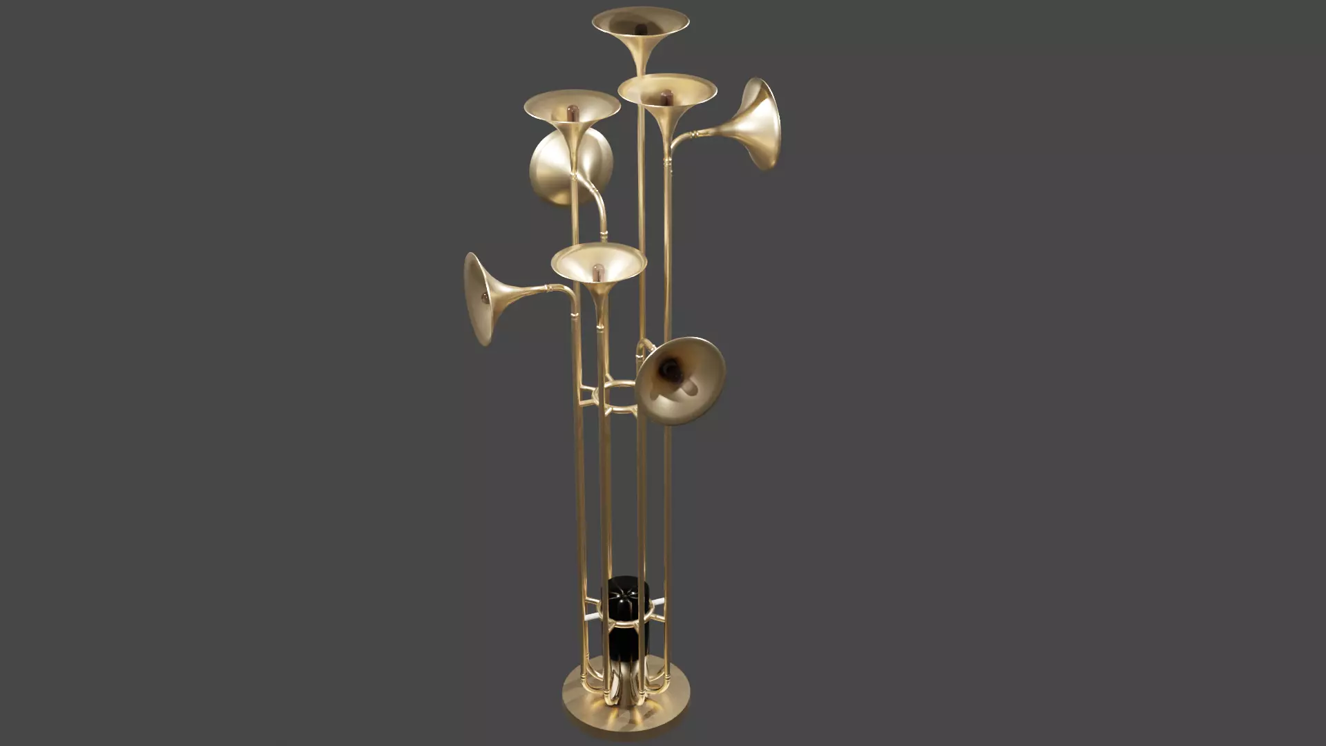 Lambader gold floor lamp with four lamps 3D print model_0