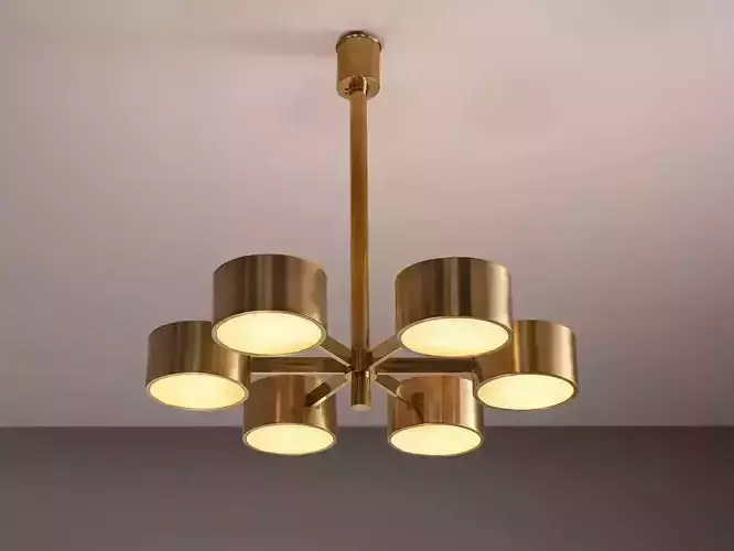 Hans Agne Jakobsson Round Chandelier in Brass