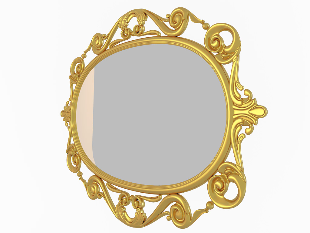 Mirror gold ornate 3D model_1