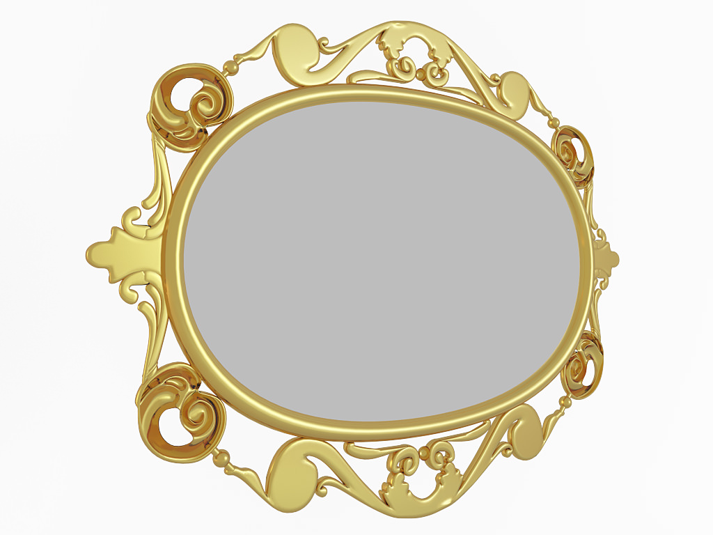Mirror gold ornate 3D model_3