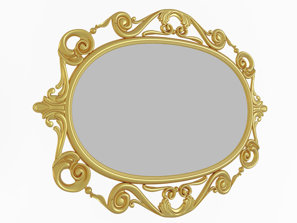 Mirror gold ornate 3D model_2