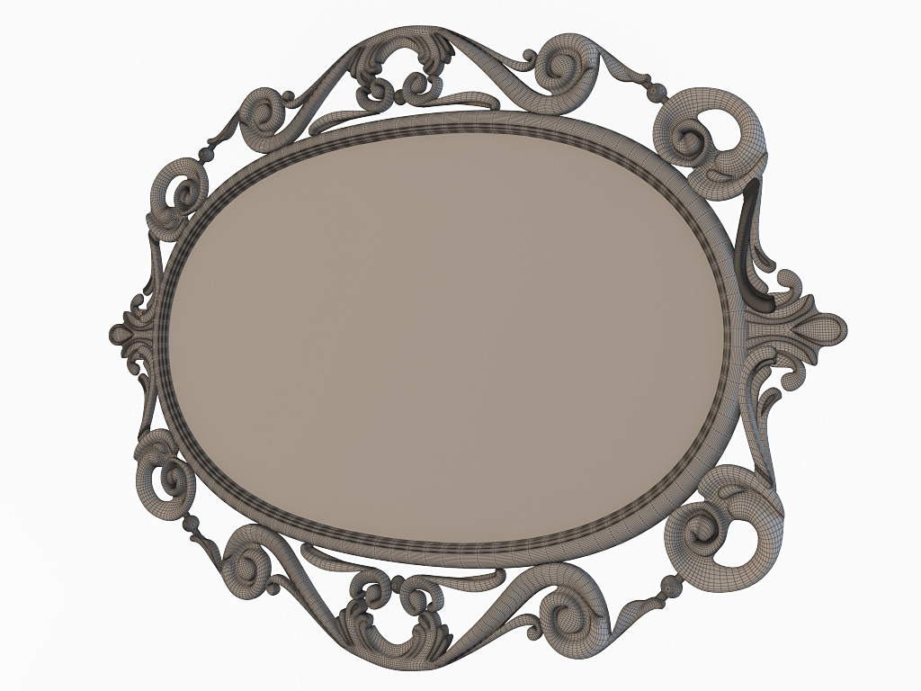 Mirror gold ornate 3D model_4
