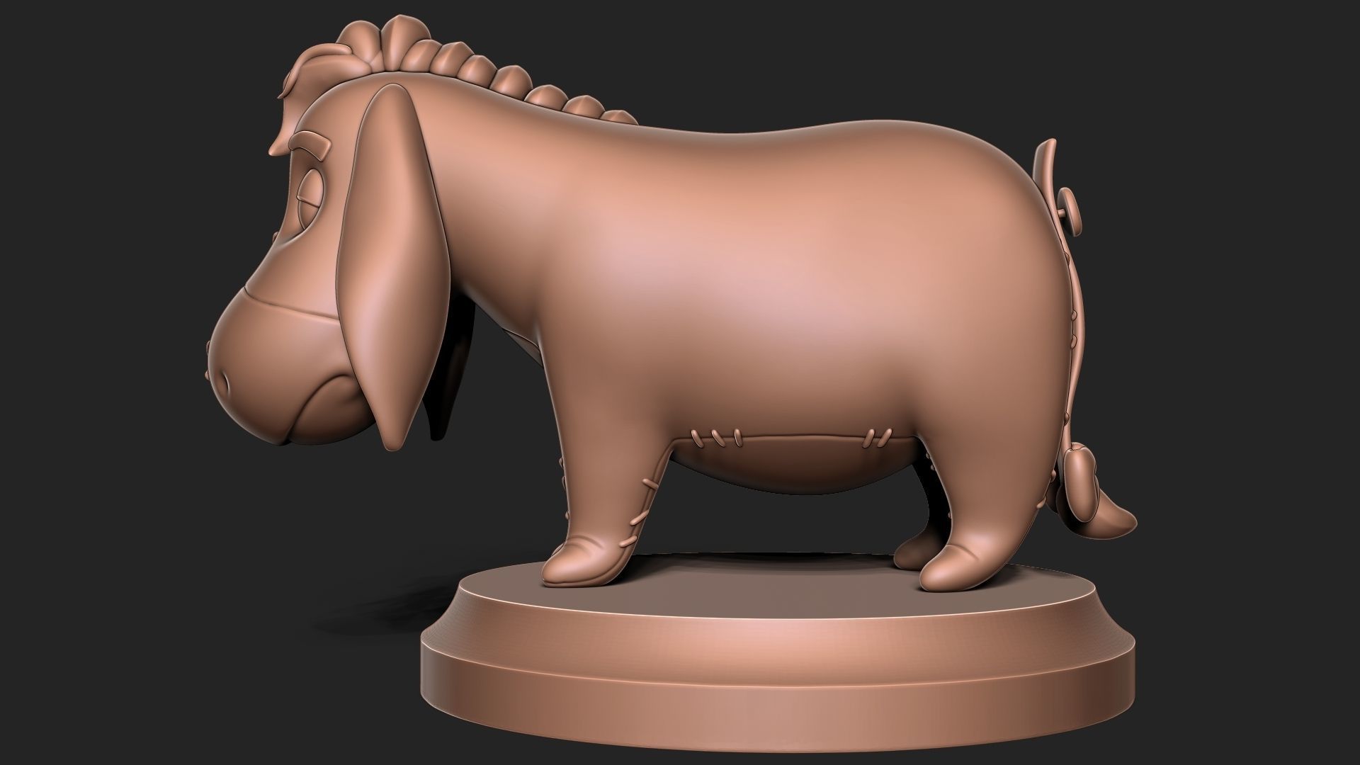 EEYORE bronze statue of dog 3D print model_1