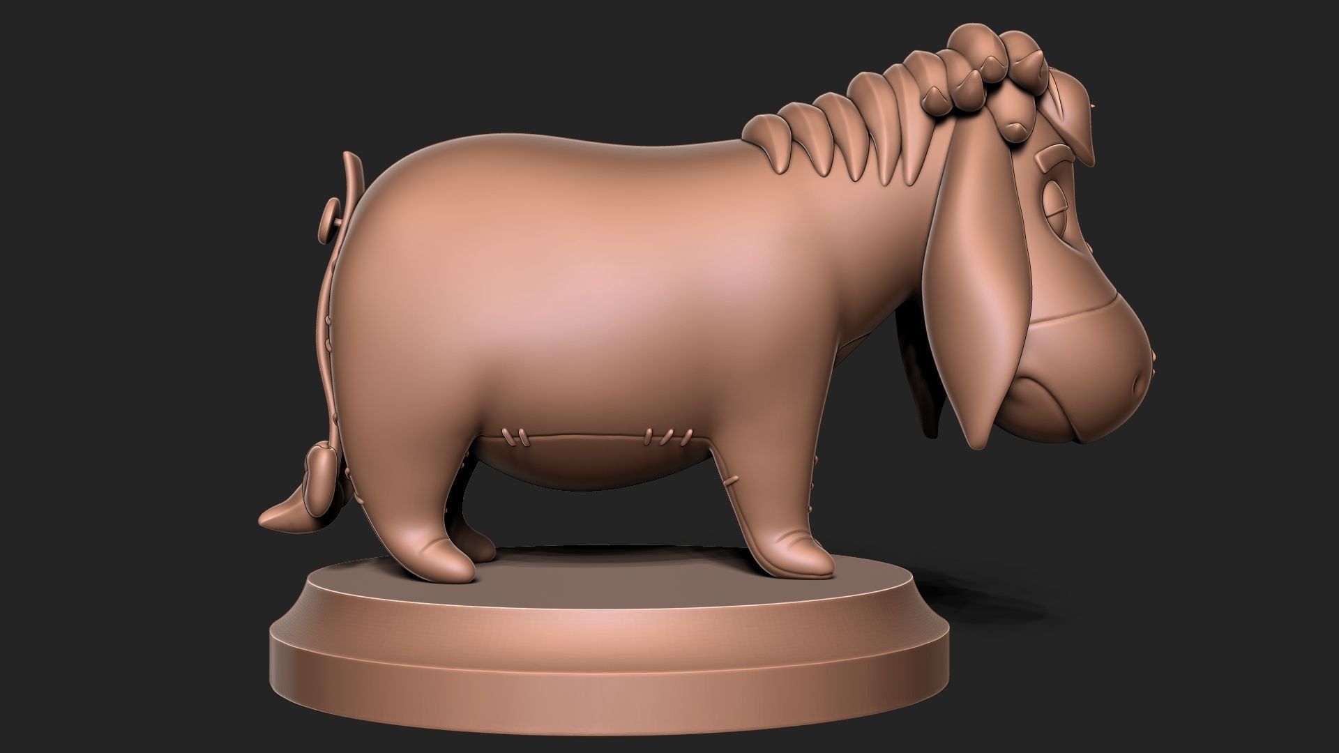 EEYORE bronze statue of dog 3D print model_5