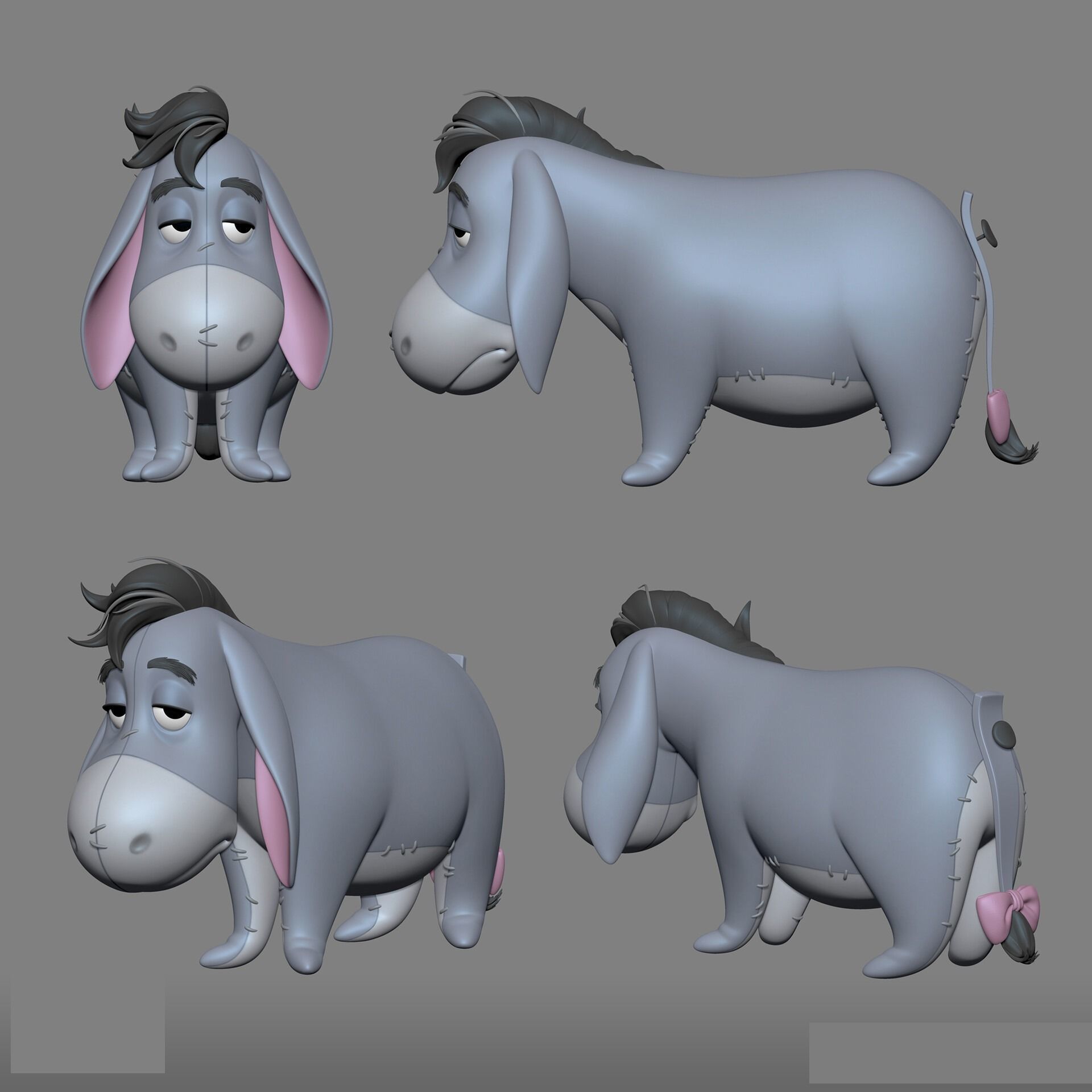 EEYORE bronze statue of dog 3D print model_8