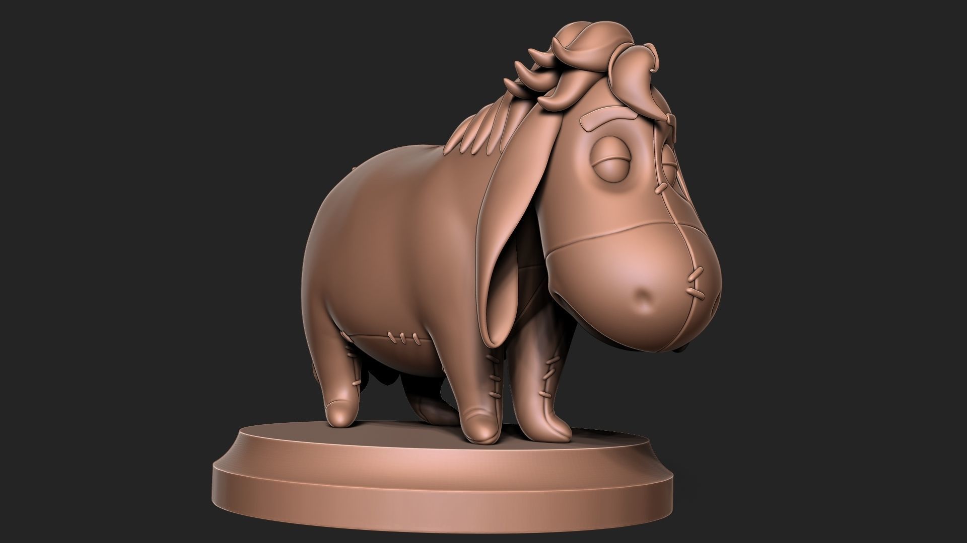EEYORE bronze statue of dog 3D print model_6