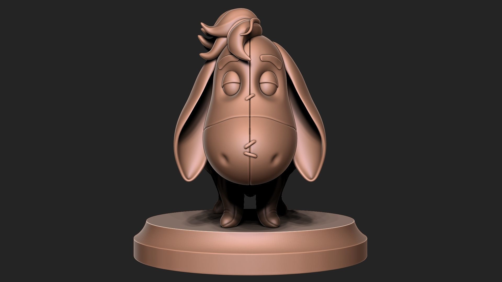 EEYORE bronze statue of dog 3D print model_7