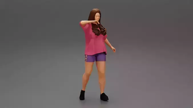 Beautiful Woman in Oversize T-shirt and short