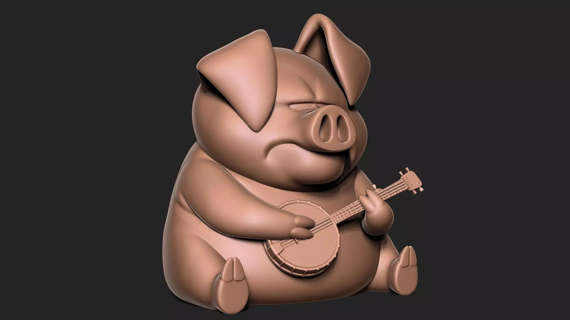 pig with bonjo 3D print model