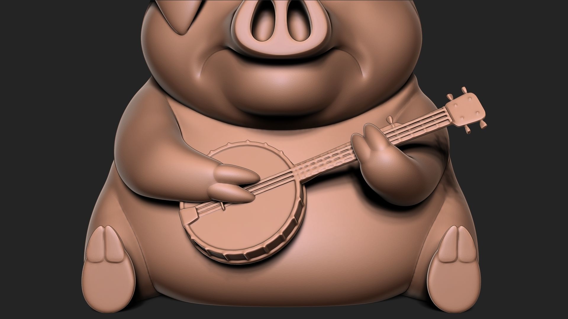 pig with banjo keychain  3D print model_8