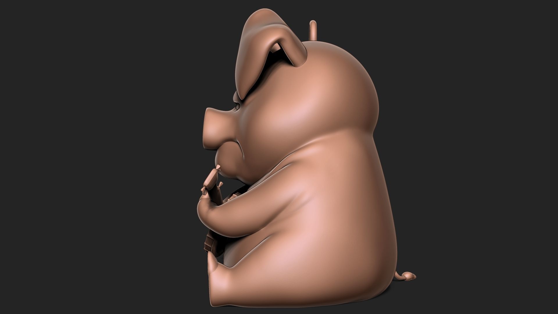 pig with banjo keychain  3D print model_7