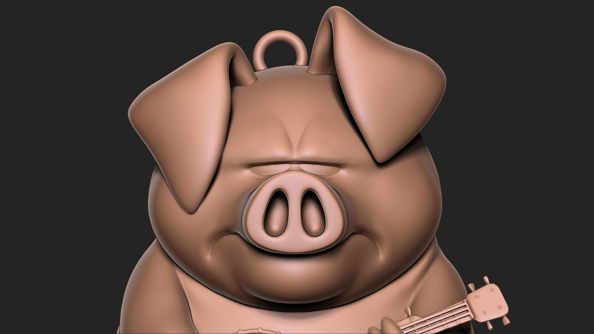 pig with banjo keychain  3D print model_9