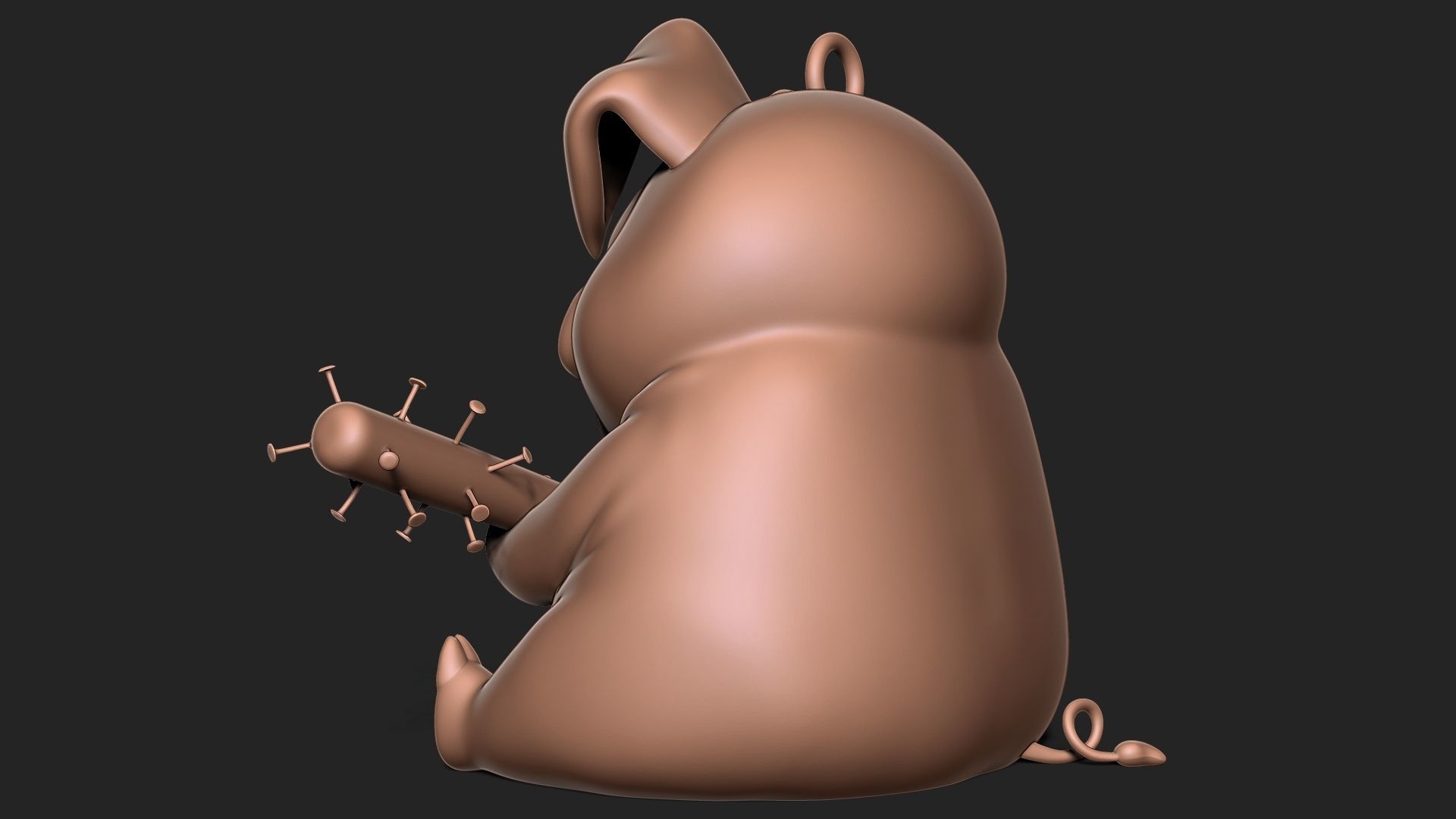 Angry pig keychain 3D print model_4