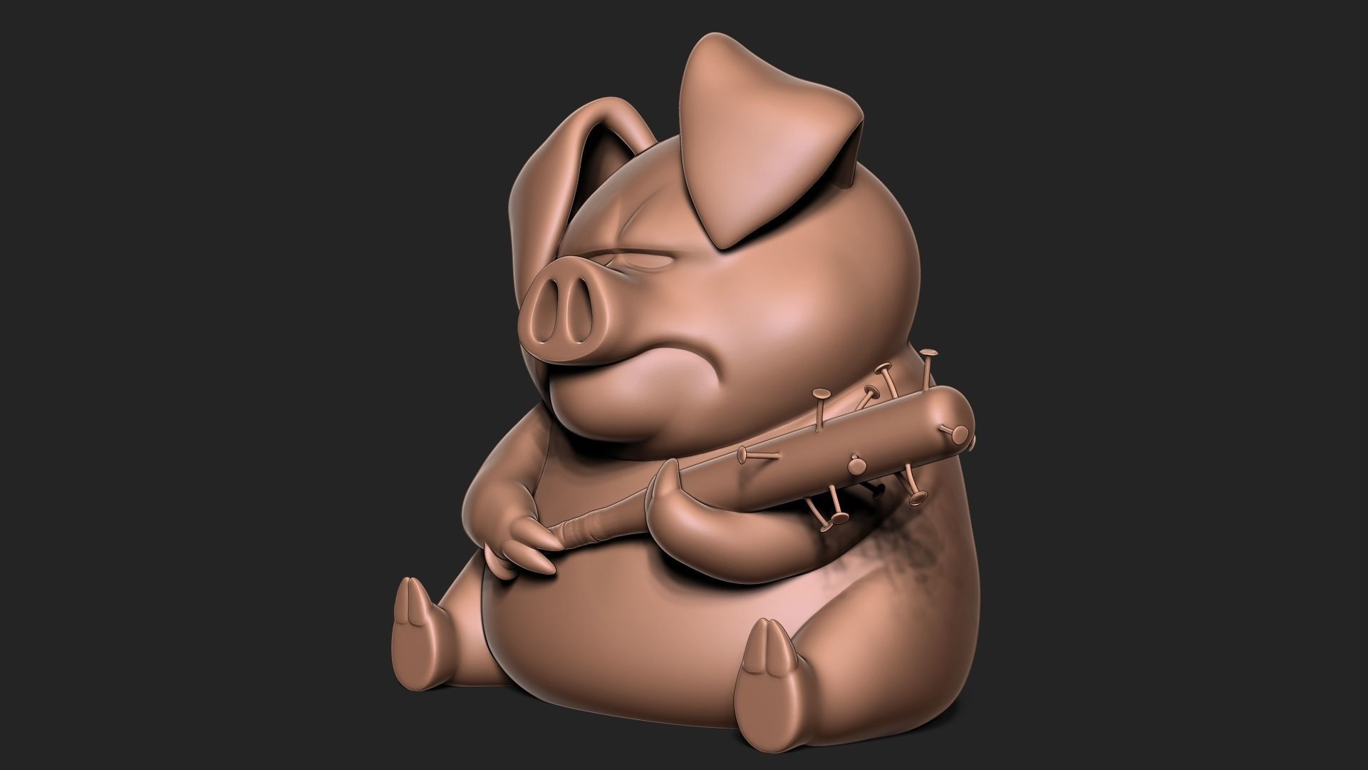 Angry pig keychain 3D print model_2