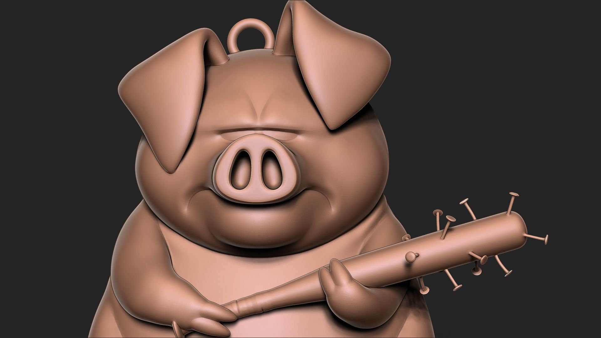 Angry pig keychain 3D print model_9