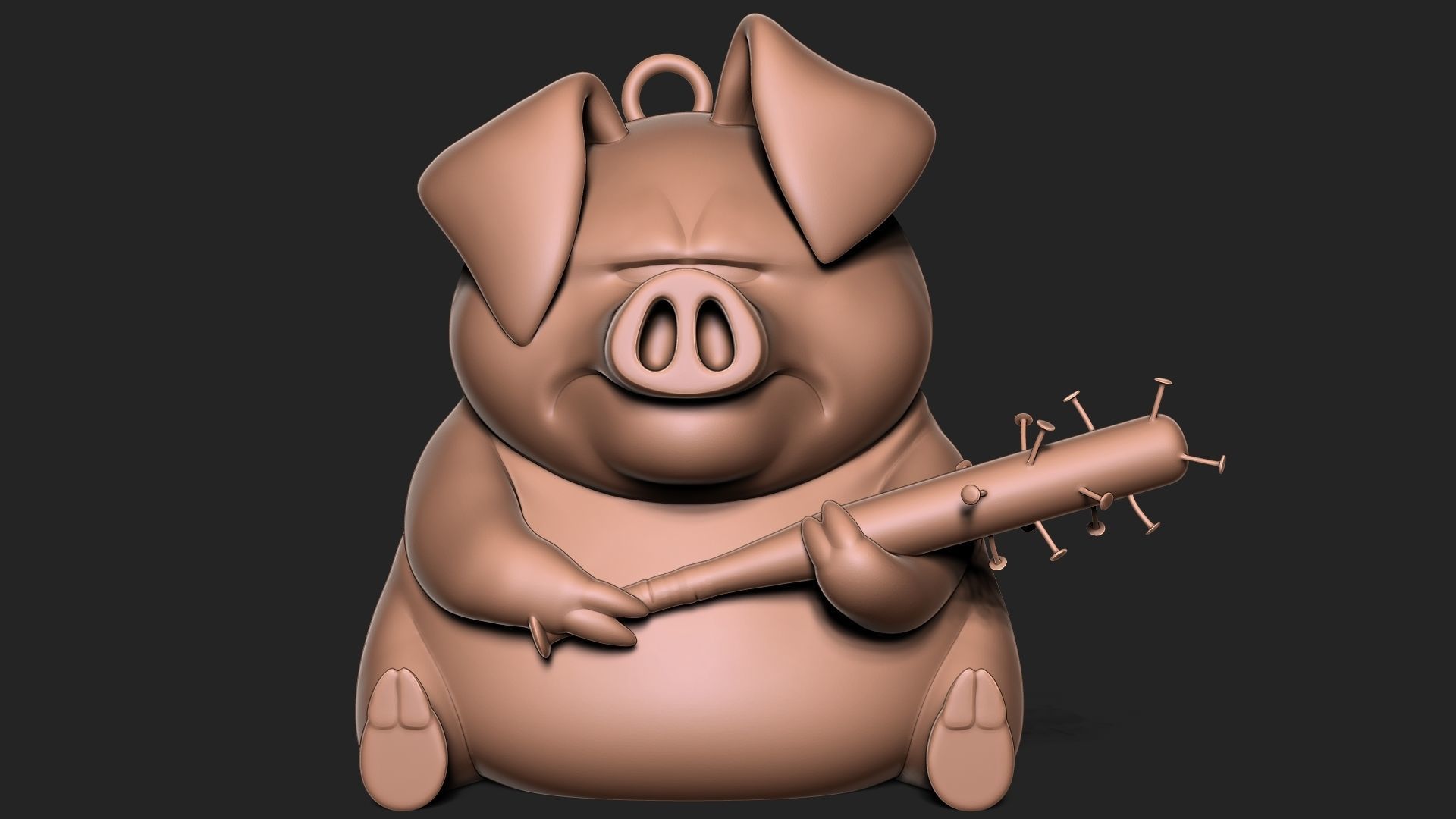 Angry pig keychain 3D print model_1