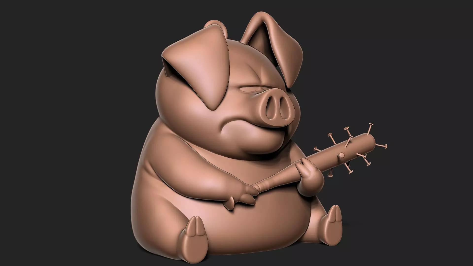 Angry pig keychain 3D print model_0