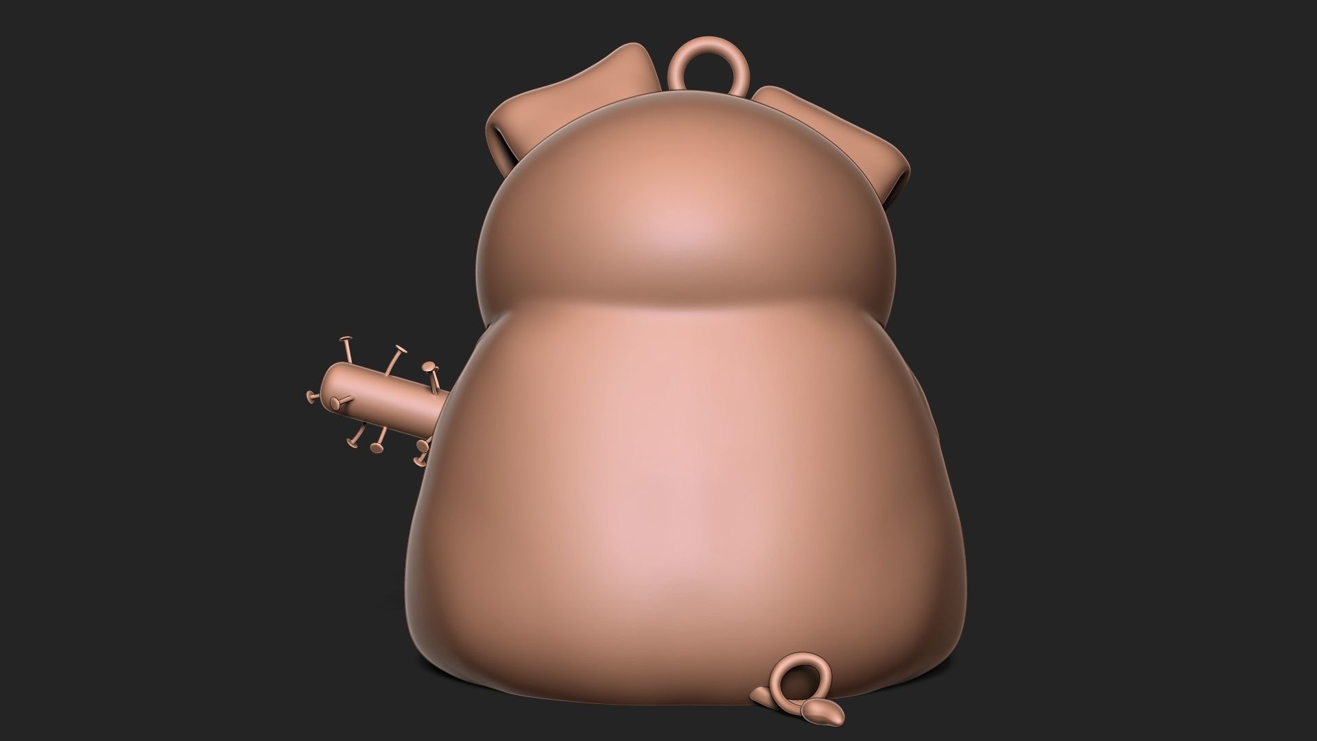 Angry pig keychain 3D print model_5