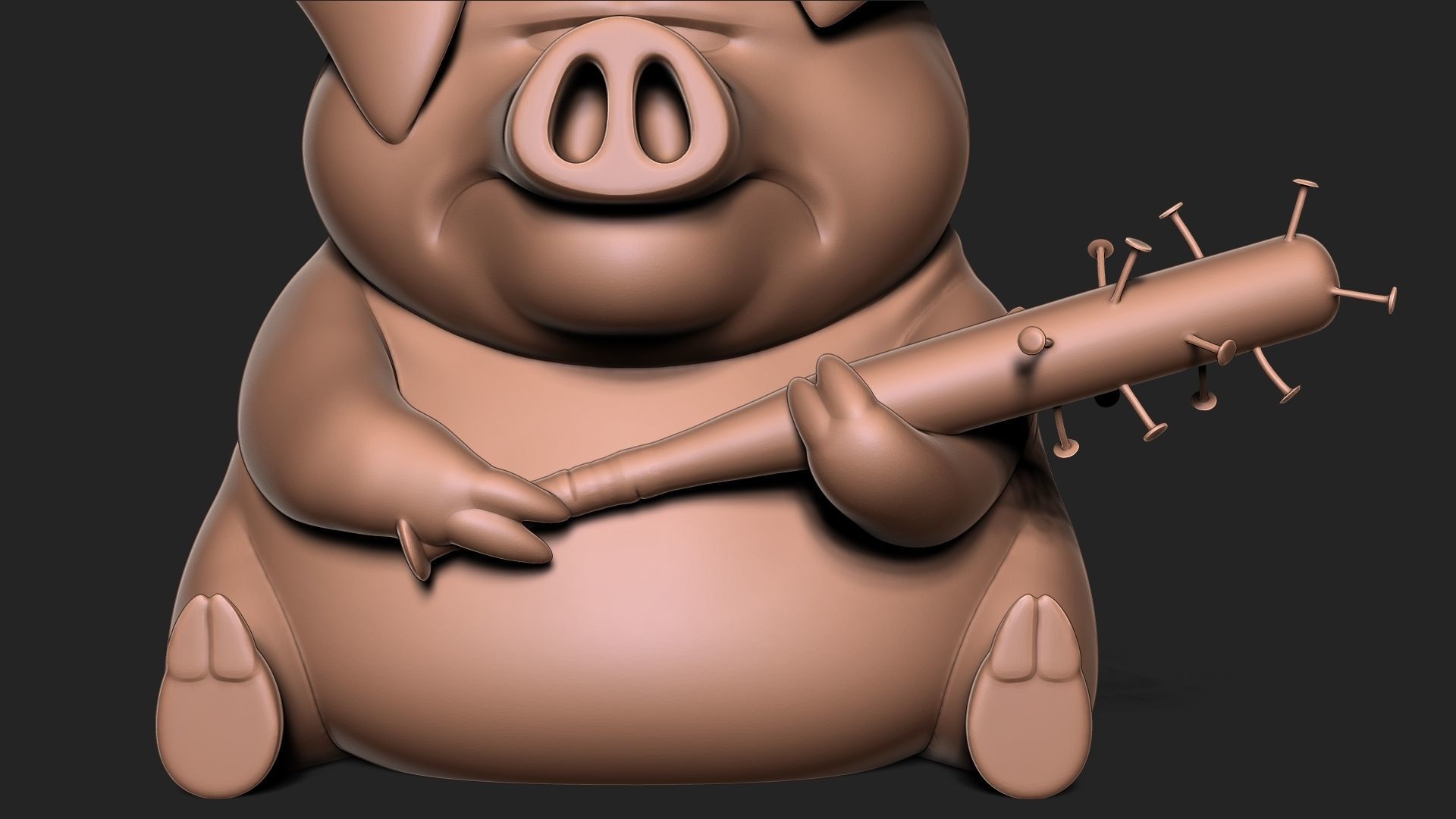 Angry pig keychain 3D print model_8