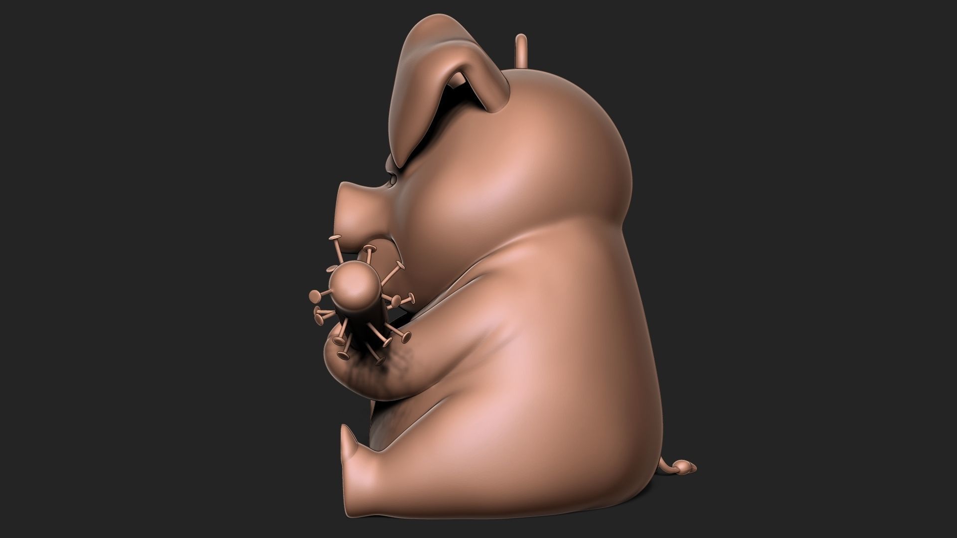 Angry pig keychain 3D print model_3