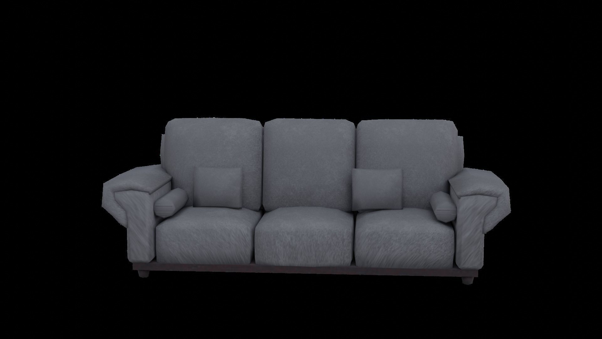 Sofa LowPoly Gray Low-poly 3D model_2