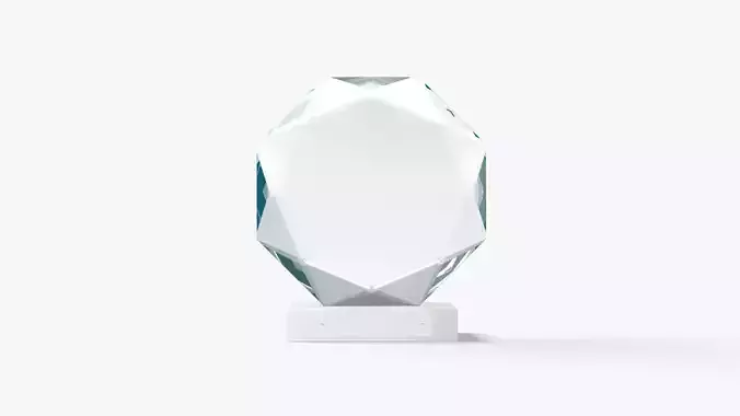 Octagon Glass Award Trophy - crystal plaque trophies Low-poly 3D model