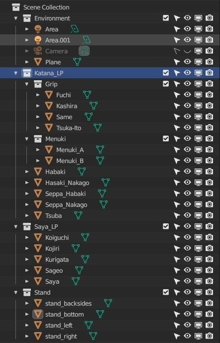 catana set with saya and stand low-poly PBR Low-poly 3D model_14