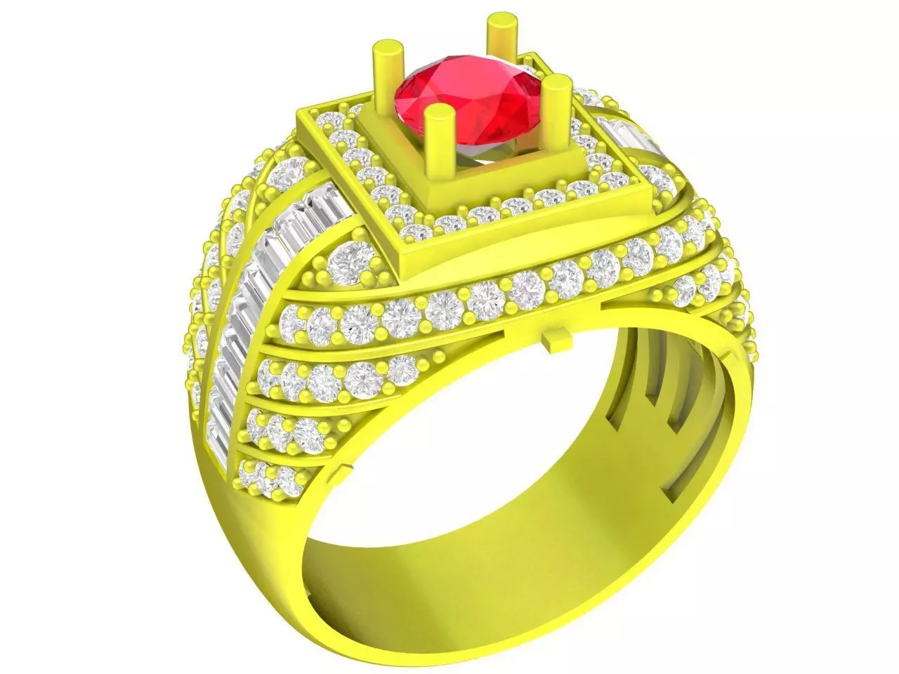 Luxury Square Halo Diamond Men Ring Jewelry Design 4330 3D print model