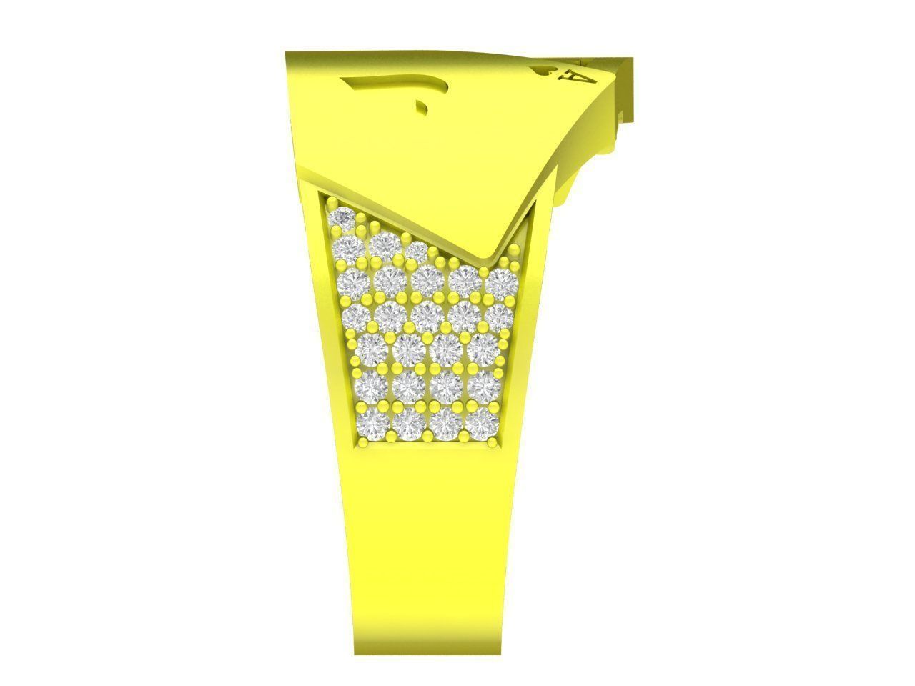 luxury diamond playing card 10 J Q K unisex ring 4332 3D print model_8