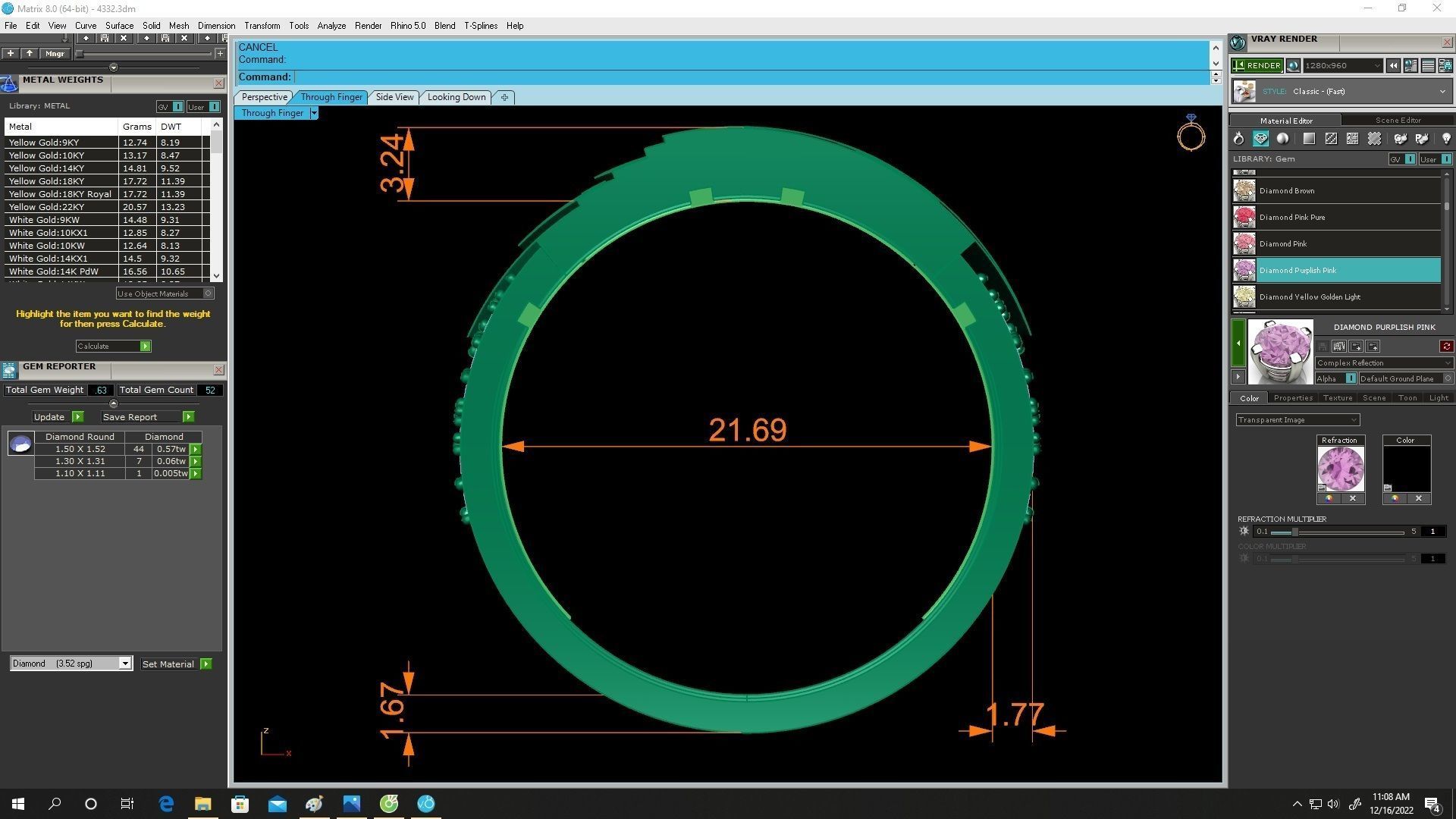 luxury diamond playing card 10 J Q K unisex ring 4332 3D print model_5