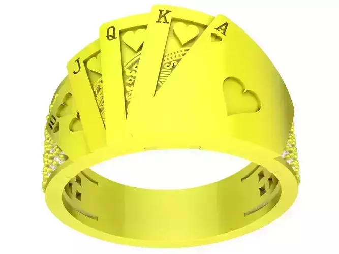 luxury diamond playing card 10 J Q K unisex ring 4332 3D print model