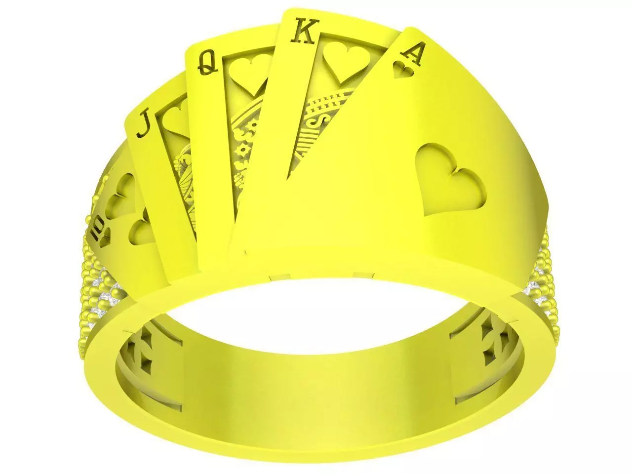 luxury diamond playing card 10 J Q K unisex ring 4332 3D print model_0