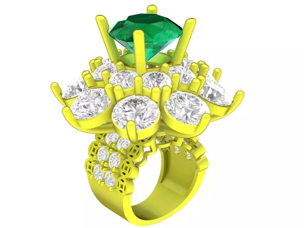 Luxury Floral Cluster Diamond Ring 3D Model for Women 4334 3D print model
