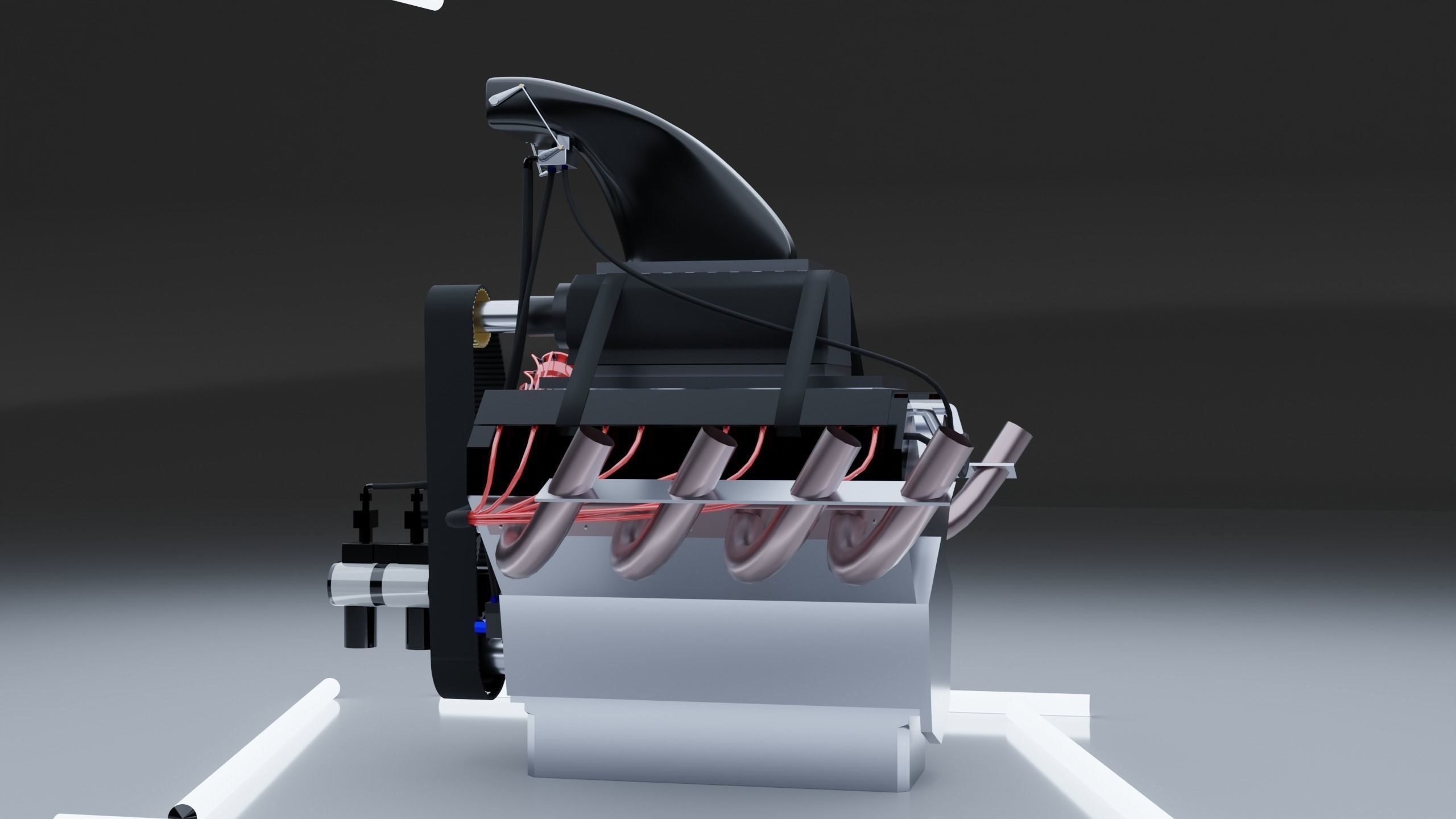 Top Fuel dragster V8 engine Low-poly 3D model_15
