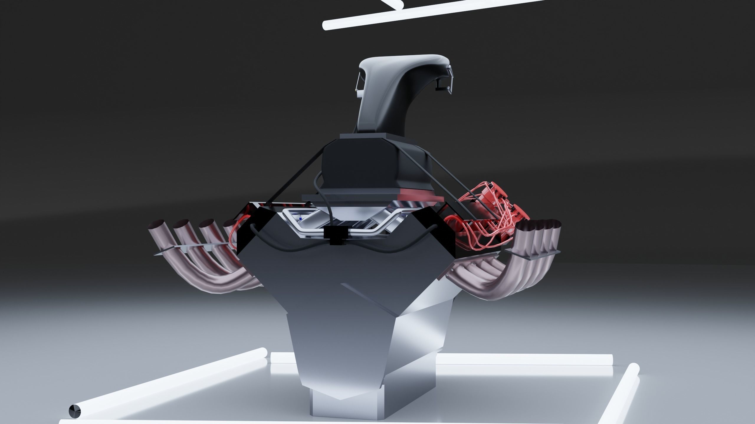 Top Fuel dragster V8 engine Low-poly 3D model_13