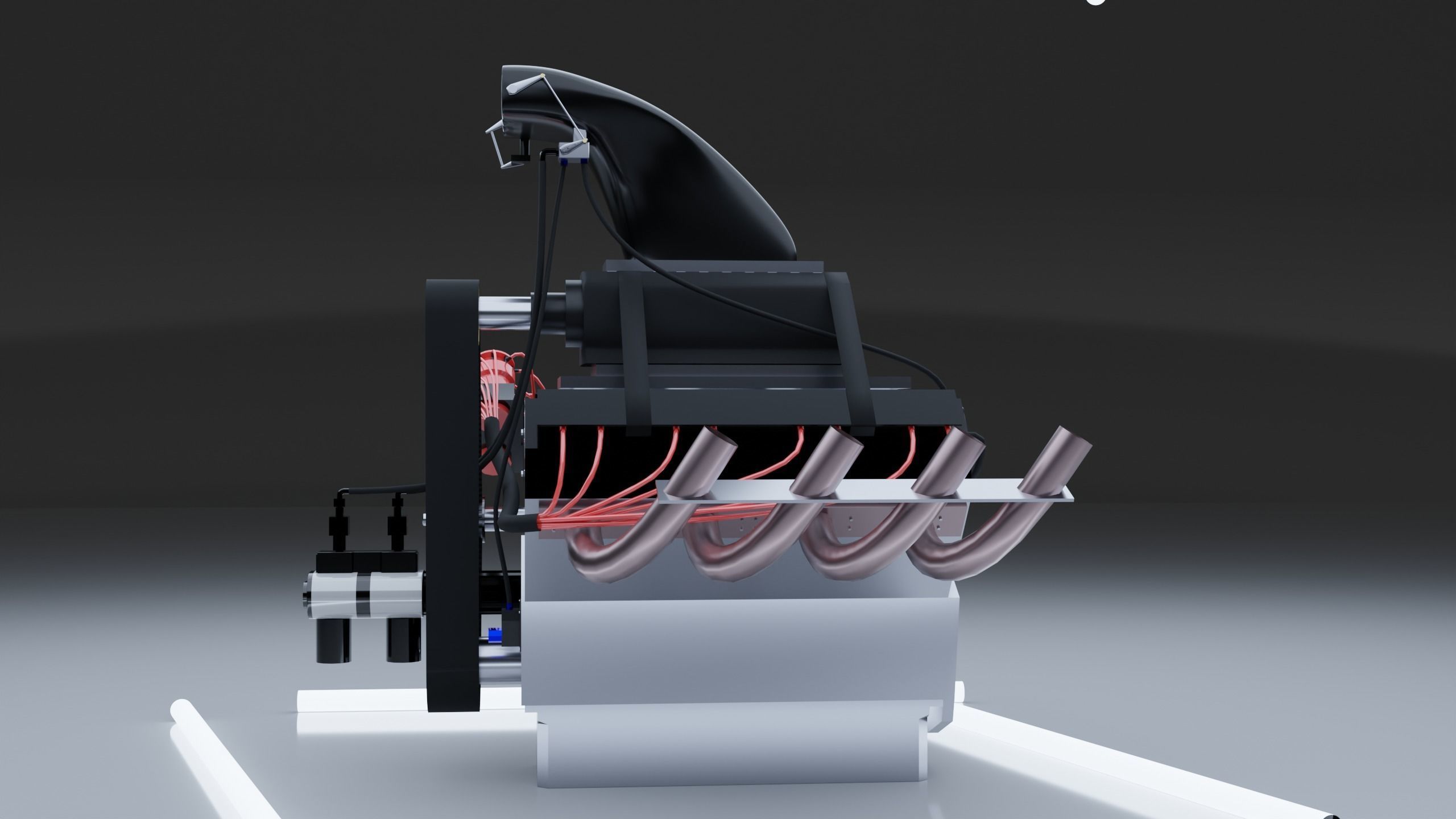 Top Fuel dragster V8 engine Low-poly 3D model_5