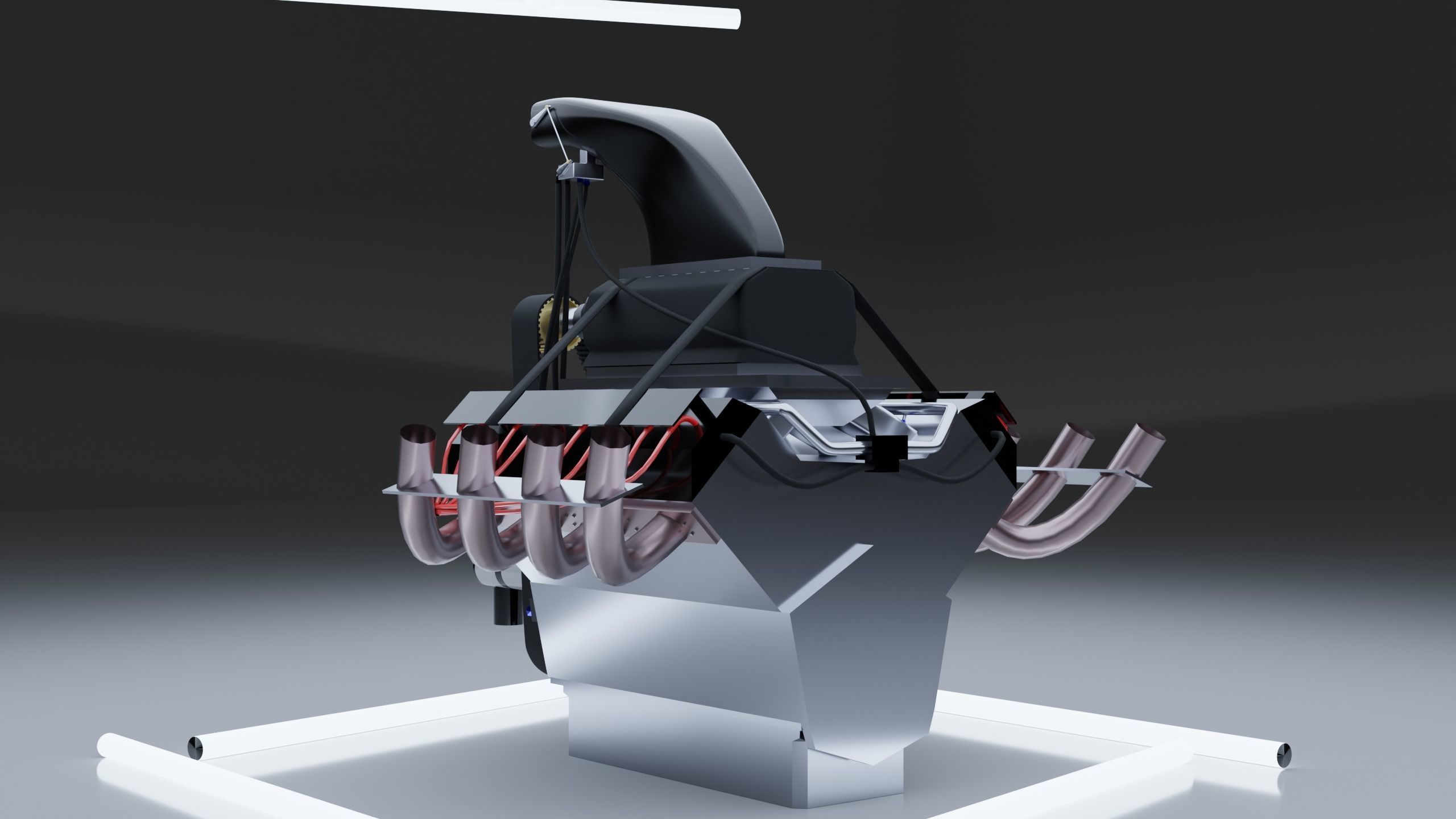 Top Fuel dragster V8 engine Low-poly 3D model_17