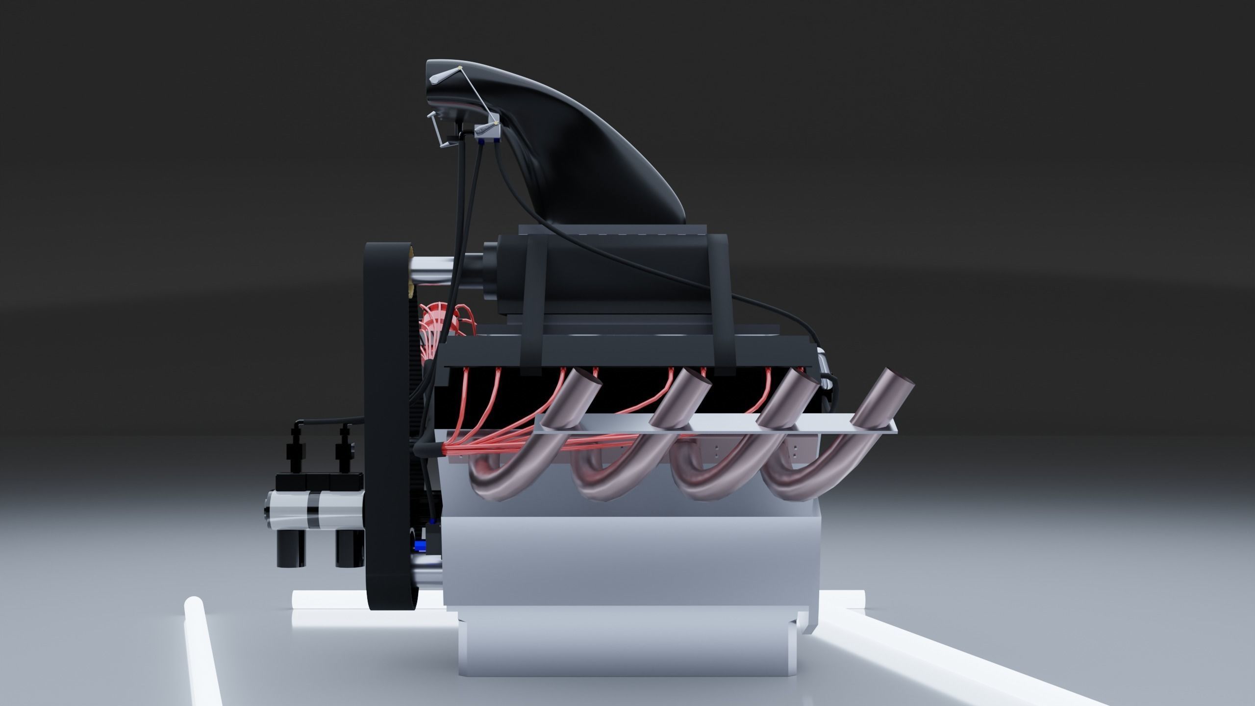 Top Fuel dragster V8 engine Low-poly 3D model_18