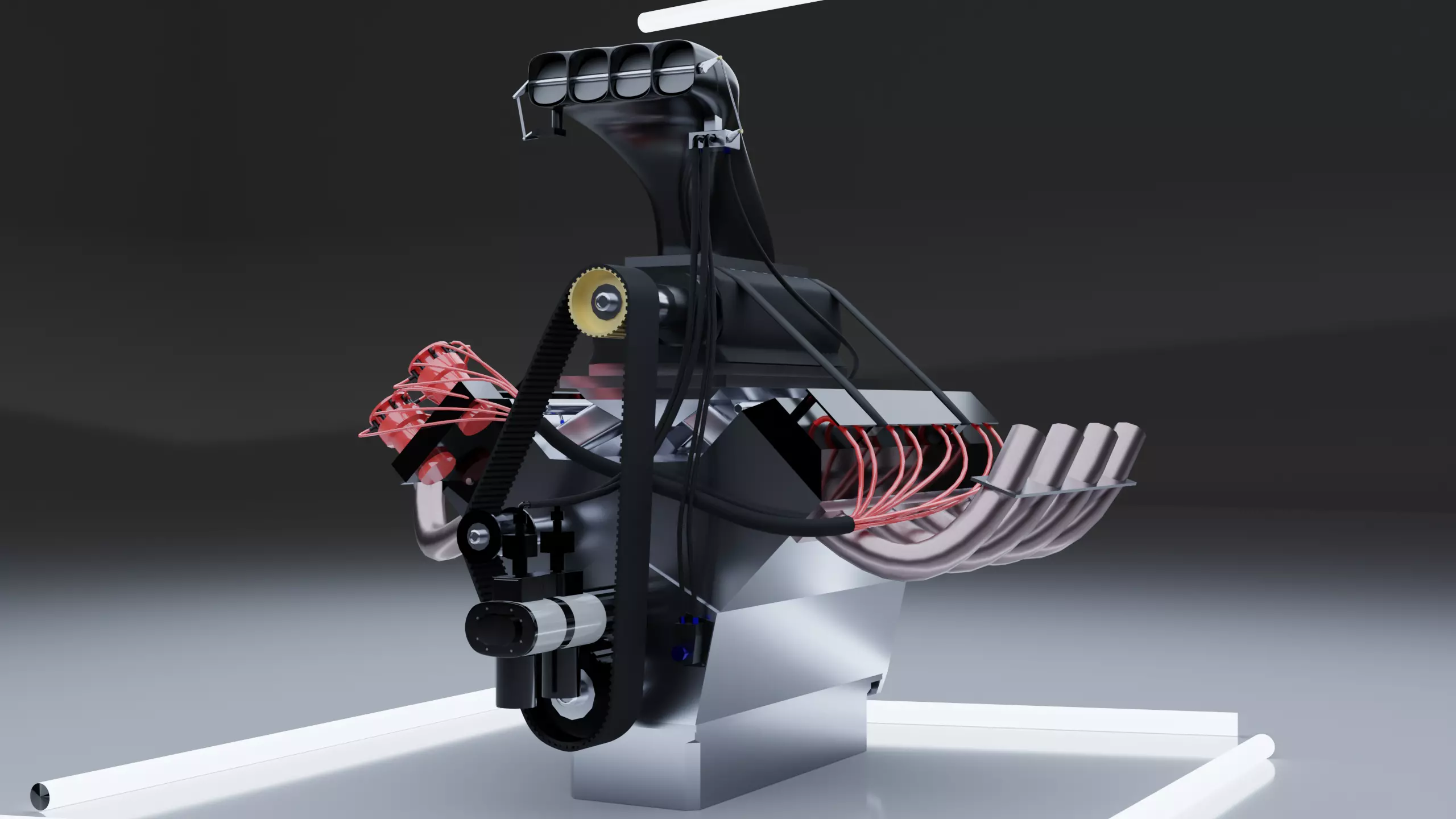 Top Fuel dragster V8 engine Low-poly 3D model_0