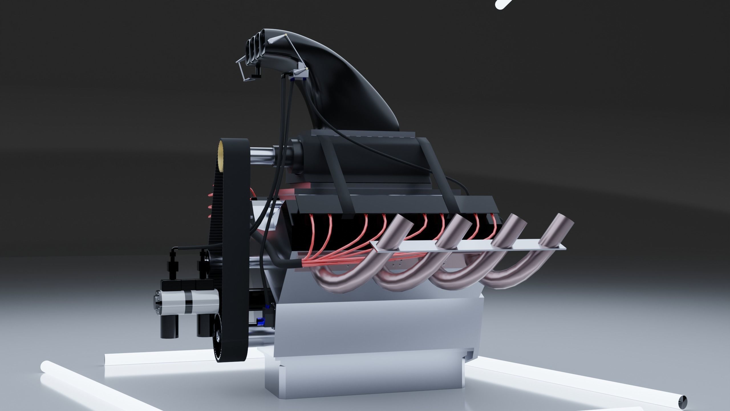 Top Fuel dragster V8 engine Low-poly 3D model_12