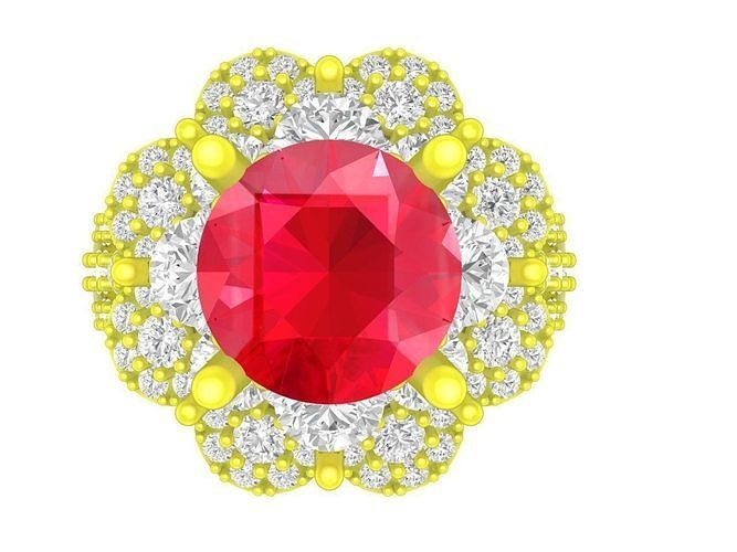 luxury asian diamond flower lady ring 4336 3D print model