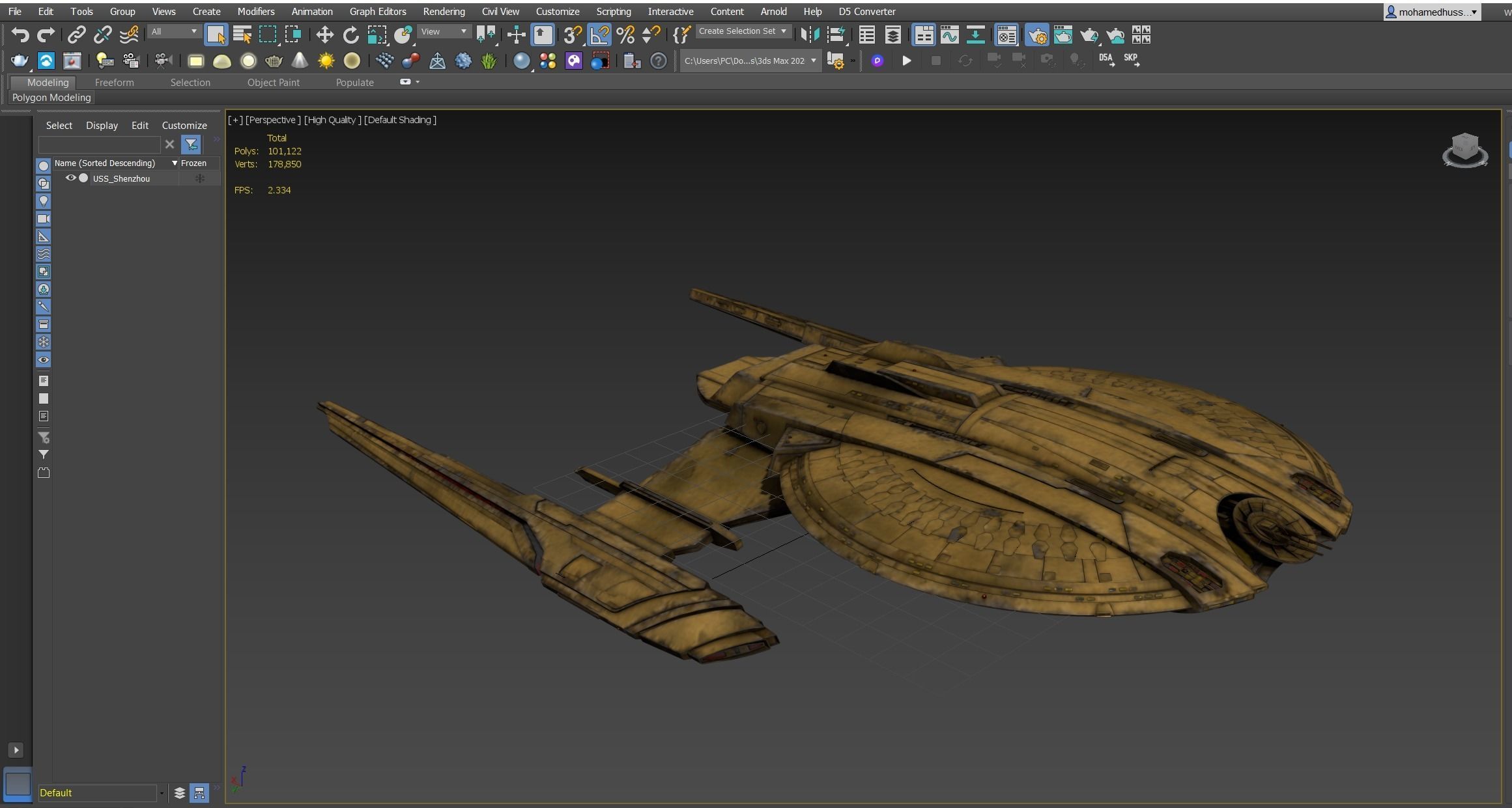44USS-Shenzhou star trek ship flying in air 3D model_9
